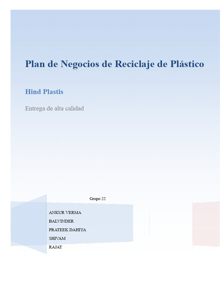 Plan de Negocios para El Reciclaje de Plástico | PDF | El plastico ...