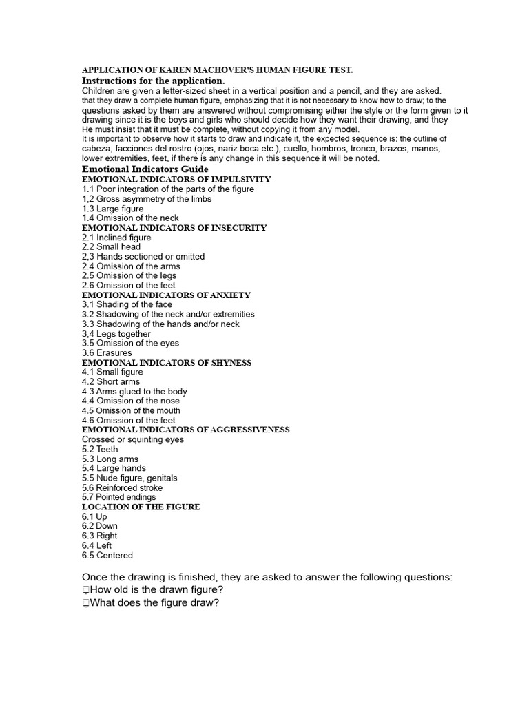 Human Figure Test Application Guide | PDF | Psychology | Behavioural ...