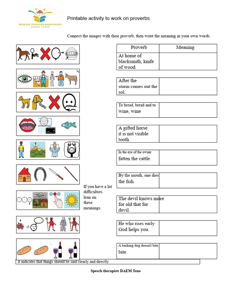 Printable Proverbs Activity Worksheet | PDF | Proverb