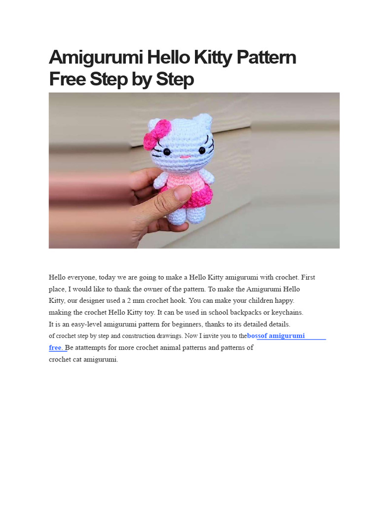 Free Amigurumi Hello Kitty Pattern | PDF | Crochet | Yarn