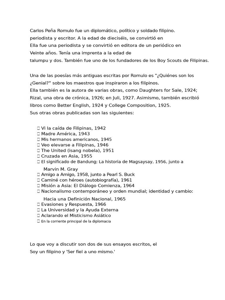Carlos Romulo Two Essays | PDF | Douglas Mac Arthur | Filipinas