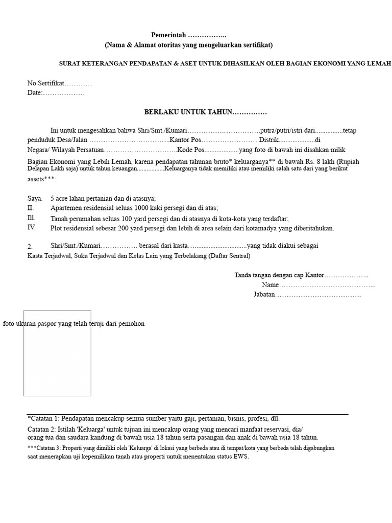 Format Sertifikat EWS | PDF
