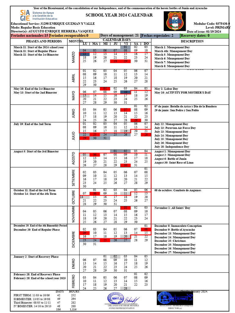 Scheduling Siagie 2024-31298 | PDF | Peru | South America