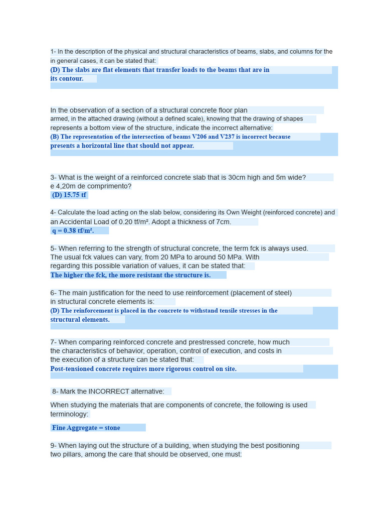 Structural Characteristics of Concrete Elements | PDF | Concrete ...