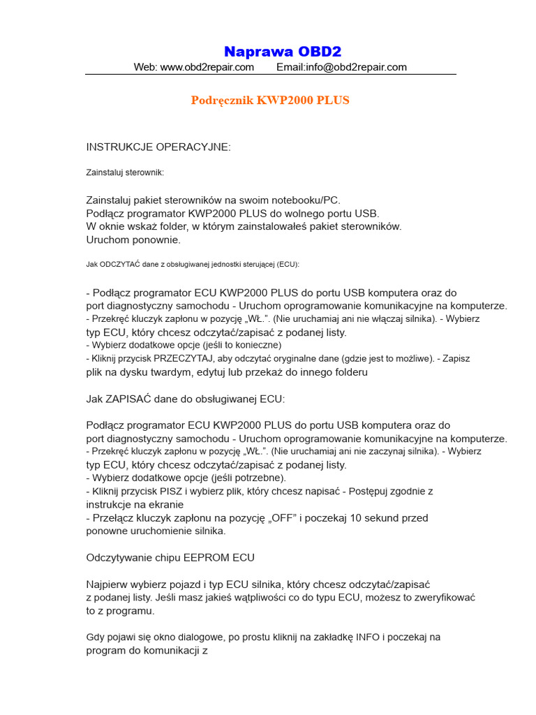 KWP2000 PLUS Instrukcja Obsługi PDF | PDF