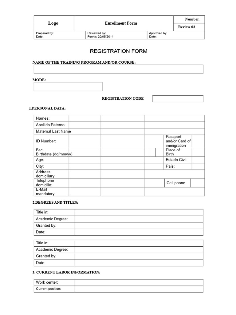 Training Program Enrollment Form | PDF