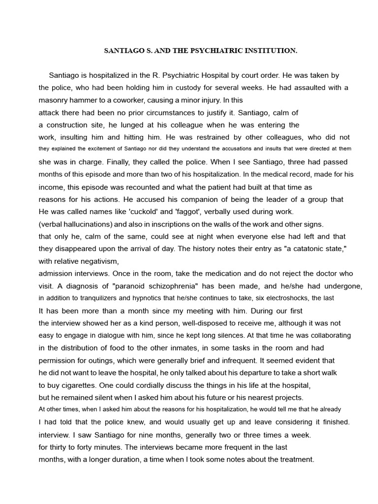 P 11.B Psychoanalysis and Mental Health. Santiago and The Psychiatric ...