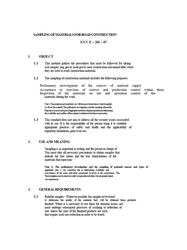 Road Construction Material Sampling Guide | PDF | Sampling (Statistics ...
