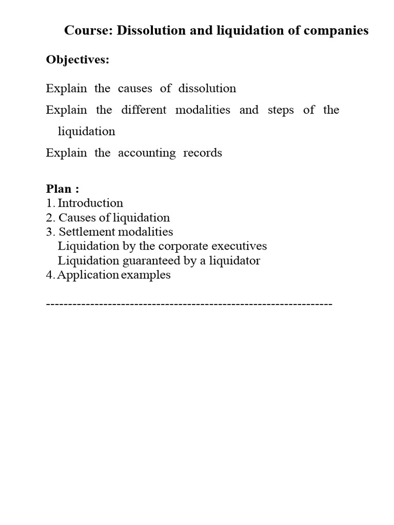 Company Liquidation and Dissolution Guide | PDF | Liquidation | Debits ...