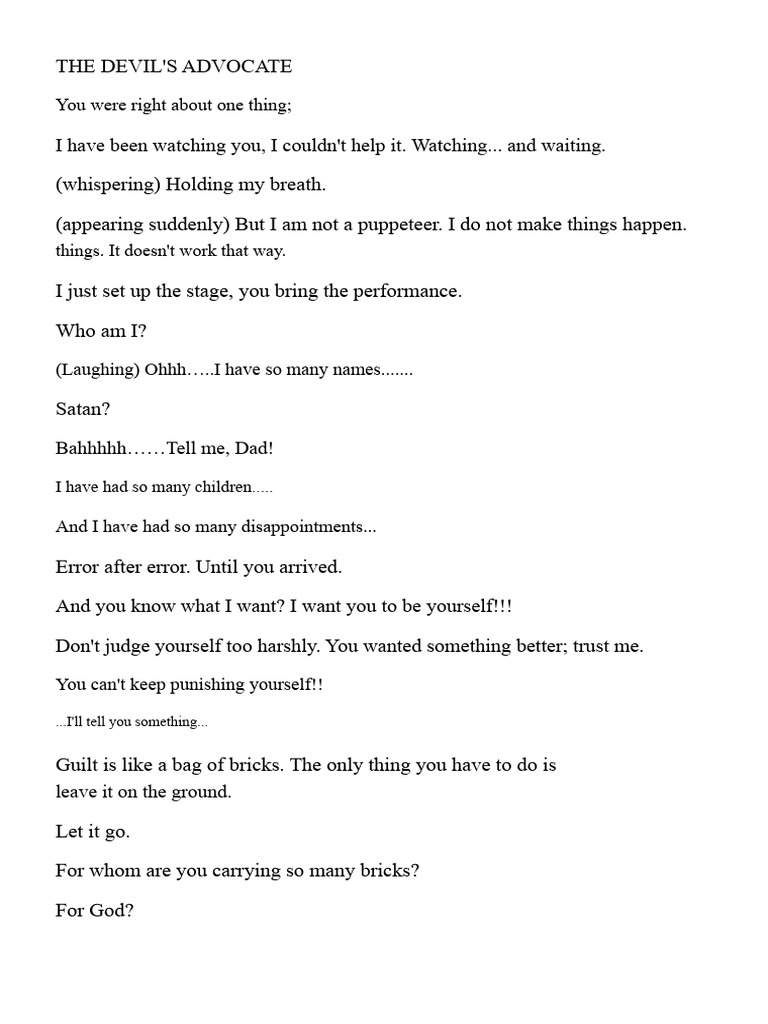 The Devil's Advocate Adapted Monologue Final | PDF