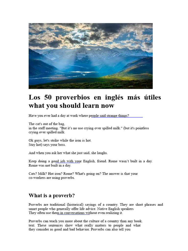 The 50 Most Useful Proverbs in English That You Should Learn Now | PDF ...