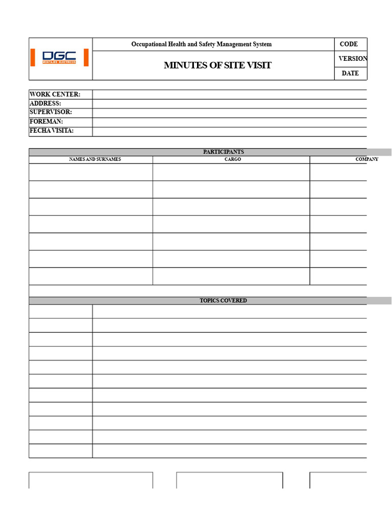 Occupational Health & Safety Visit Minutes | PDF