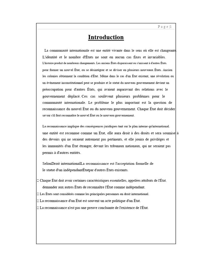 Reconnaissance des États en droit international | PDF | État | Loi ...