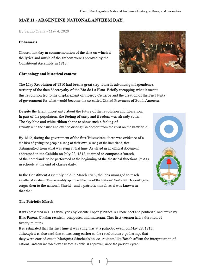 Argentine National Anthem Day Explained PDF