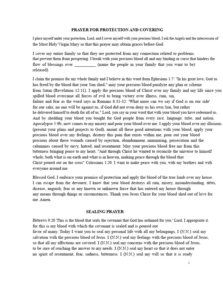 Prayer for Divine Protection and Blessings | PDF | Jesus | Satan