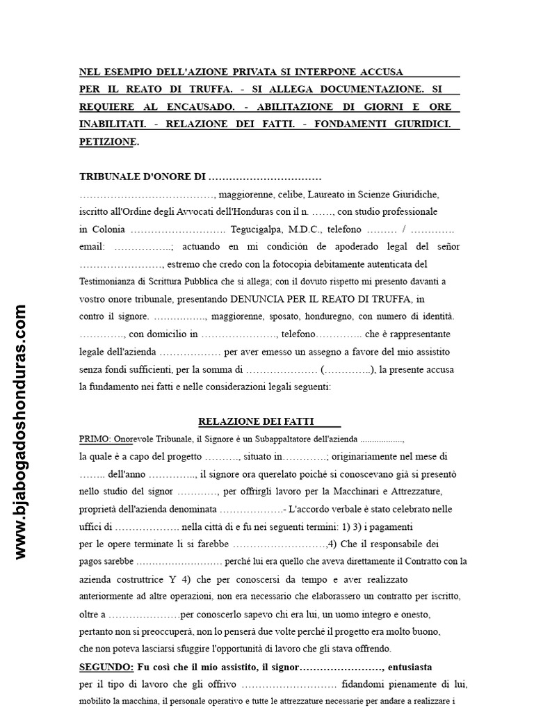 Formato Querela Truffa Honduras | PDF