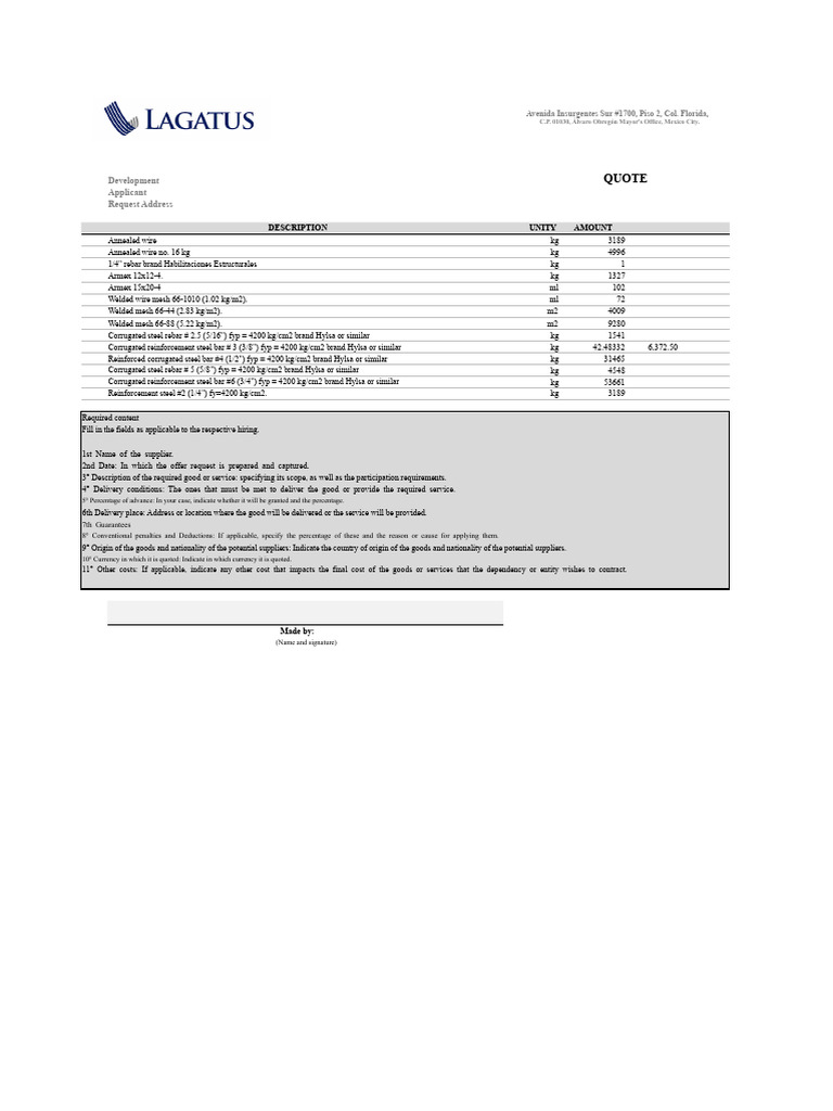 Quote Template | PDF | Concrete | Materials
