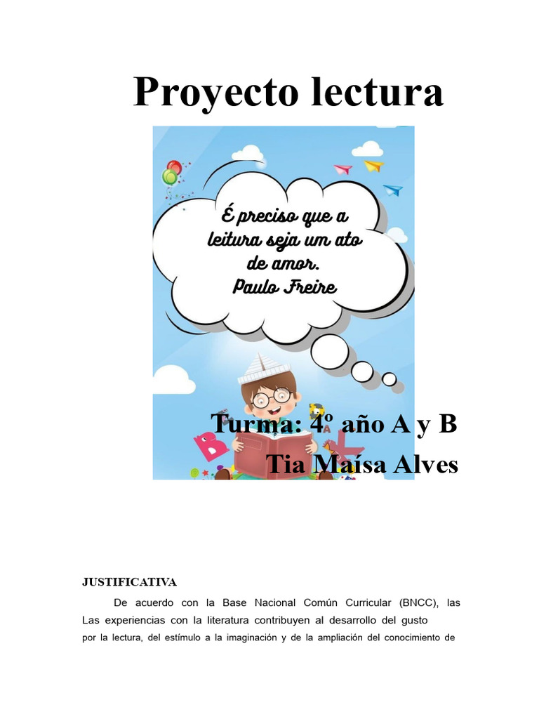 Fomento de la Lectura en 4º Año A y B | PDF | Ciencia cognitiva ...