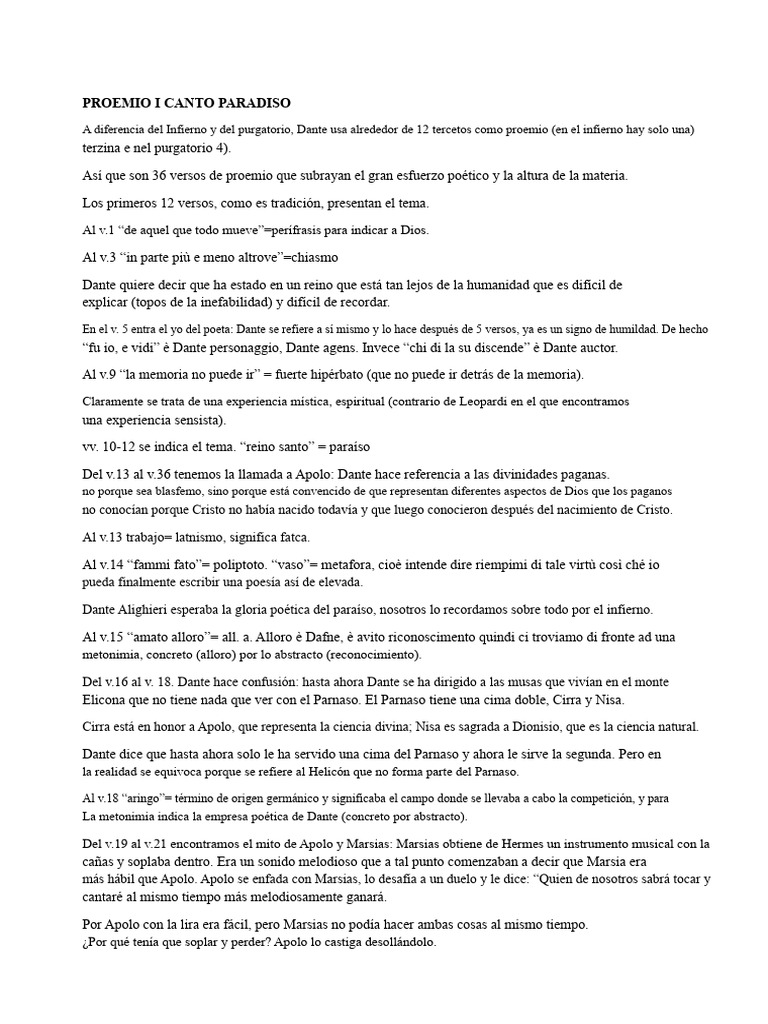 Análisis del Proemio del Paraíso de Dante | PDF | Dante Alighieri