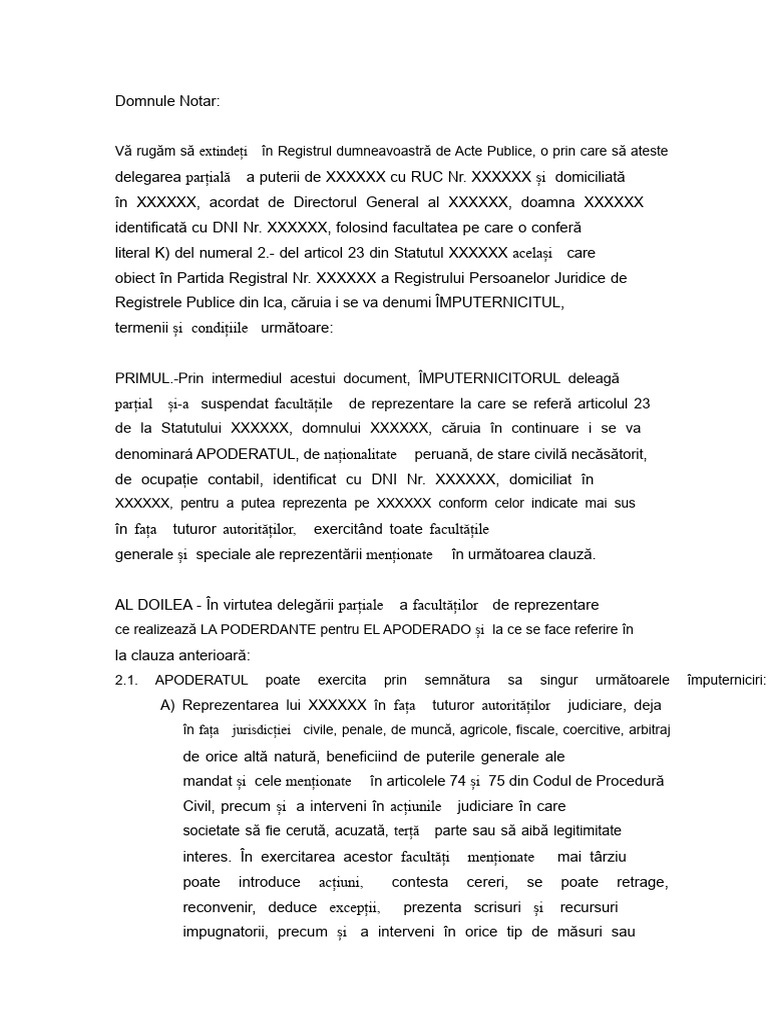 Model de Procura Prin Act Public | PDF