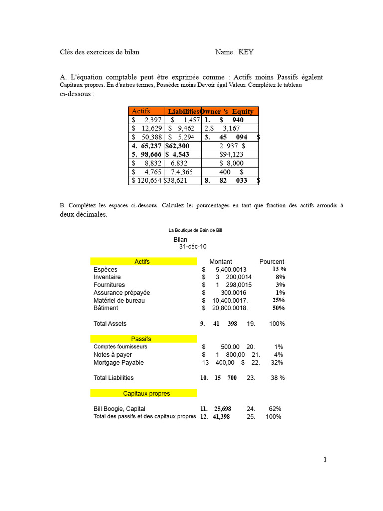 Analyse du bilan comptable et investissements | PDF | Bilan comptable ...