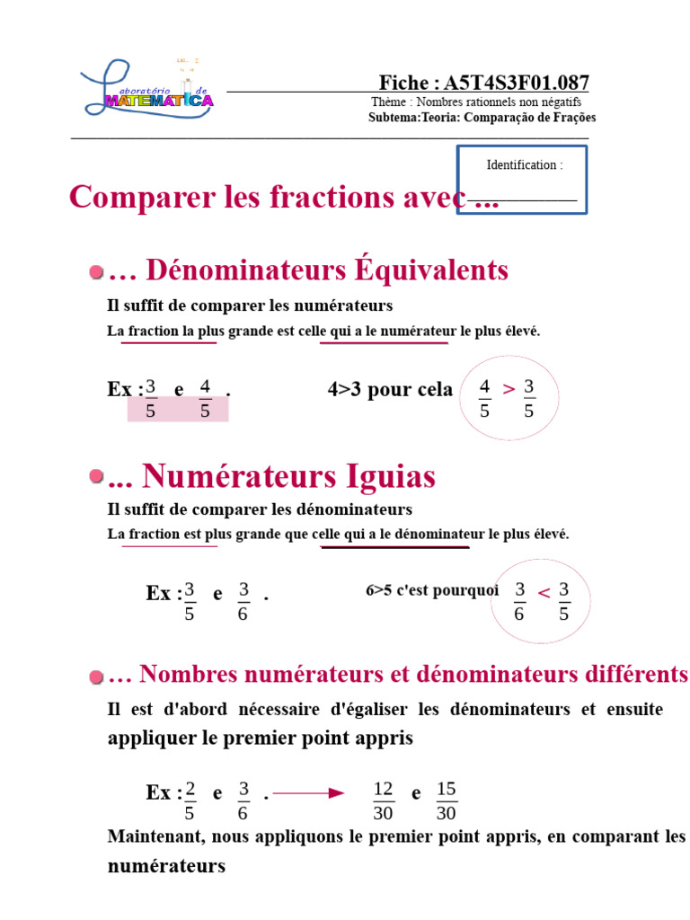 Comparaison de Fractions Rationnelles | PDF