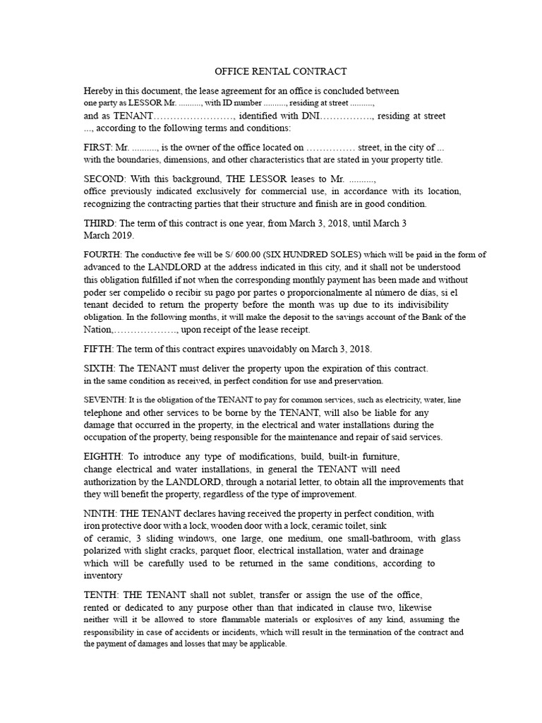 Office Rental Agreement | PDF | Lease | Leasehold Estate