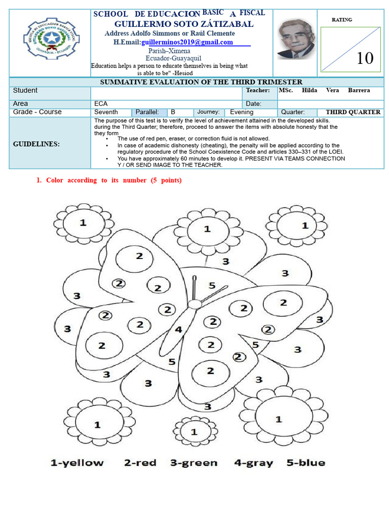 Eca Exam Third Trimester 7TH B | PDF