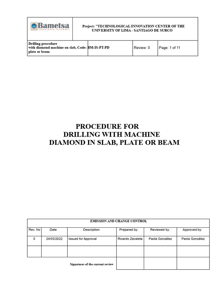 BM-Is-PT-PD Procedure For Diamond Core Drilling REV.0 | PDF ...