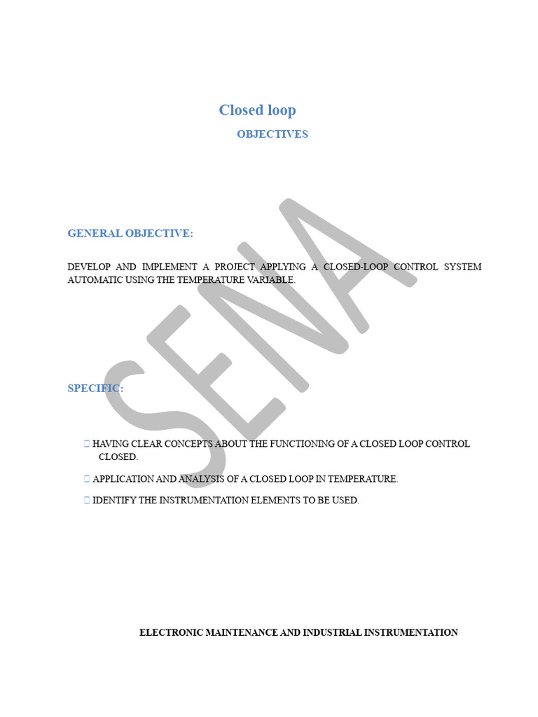 Closed Loop Temperature Control System | PDF | Feedback | Instrumentation