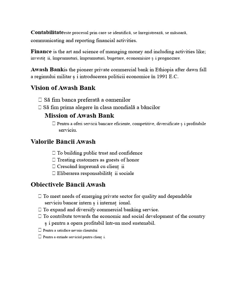 Vision of Awash Bank | PDF