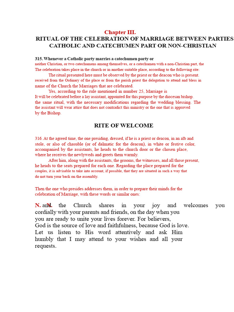Catholic Marriage Ritual Guidelines | PDF | Marriage | Deacon