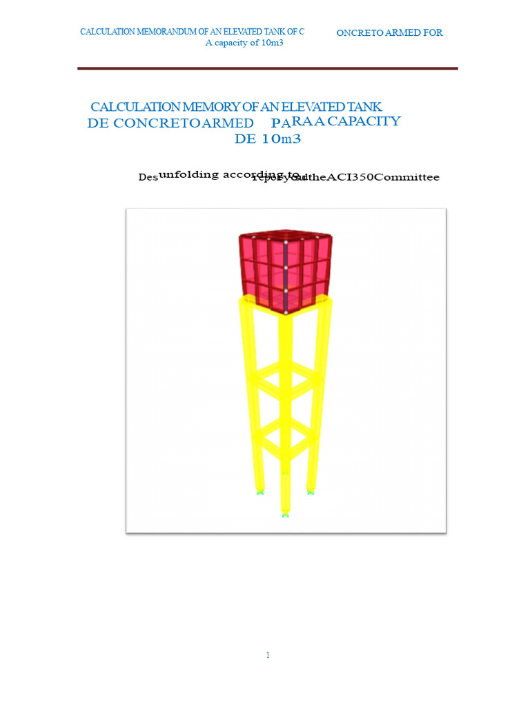 Elevated Tank Design Calculation 10m3 | PDF | Concrete | Bending