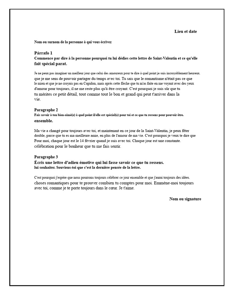 Lettre d'amour pour la Saint-Valentin | PDF