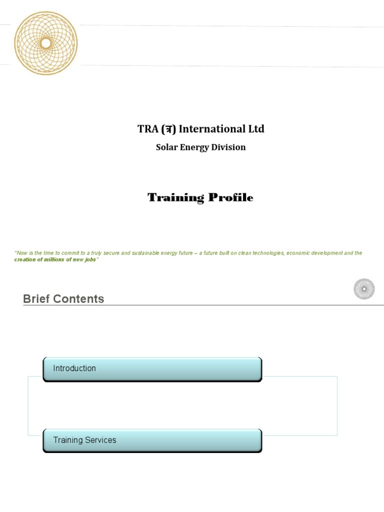 Training Profile TRA International Nov 2011 | PDF | Photovoltaics ...