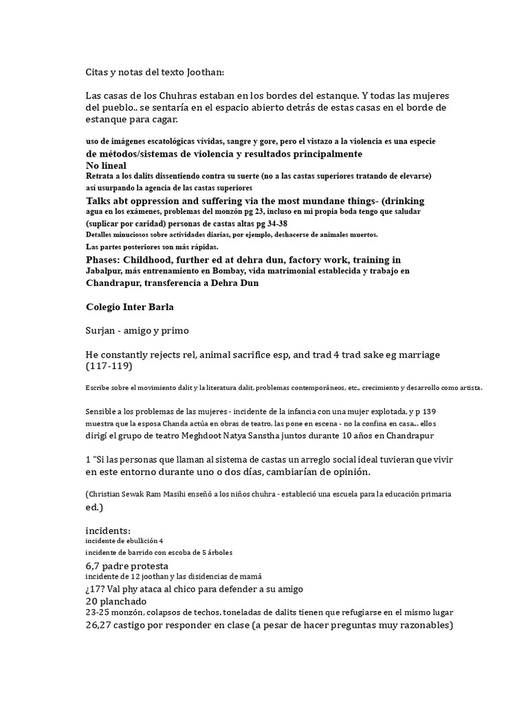 Citas Del Texto Joothan | PDF | Dalit