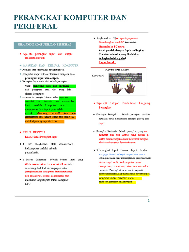 Perangkat Input dan Output Komputer | PDF