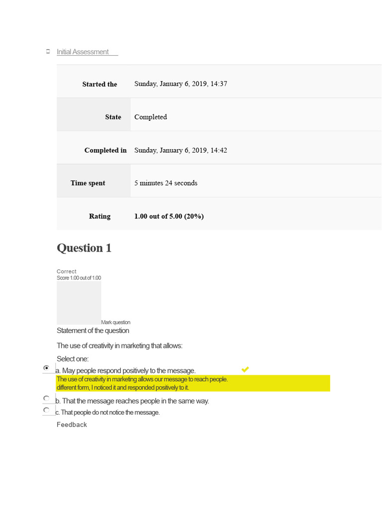Initial Assessment Results and Insights | PDF | Creativity | Innovation