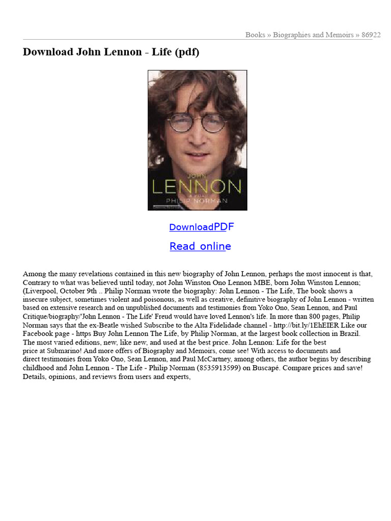 Livro John Lennon: A Vida - Philip Norman (biografia) | Shopee Brasil