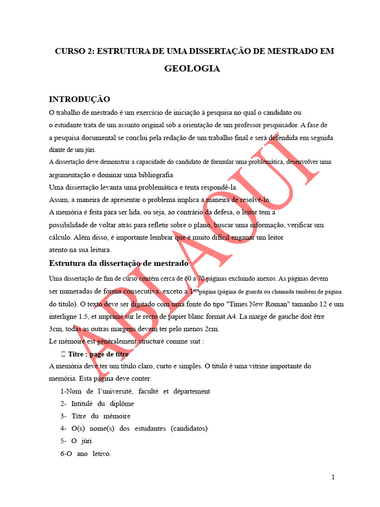 estrutura da dissertação de mestrado | PDF | Mestrado | Método científico
