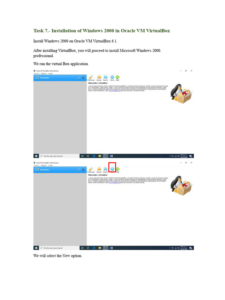 Task 7. - Installation of Windows 2000 in Oracle VM VirtualBox | PDF ...