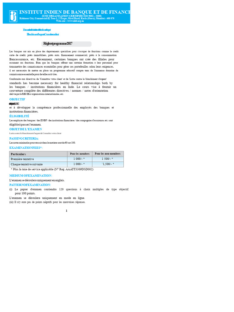 Examen KYC et Lutte contre le Blanchiment | PDF | Banques | Blanchiment ...
