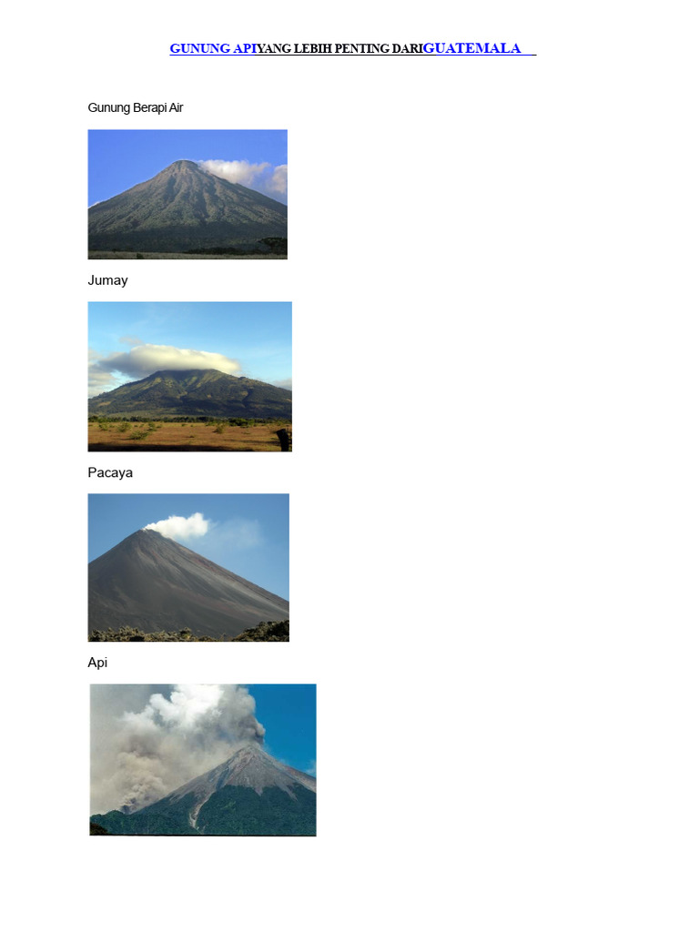 Gunung Berapi Penting di Guatemala | PDF