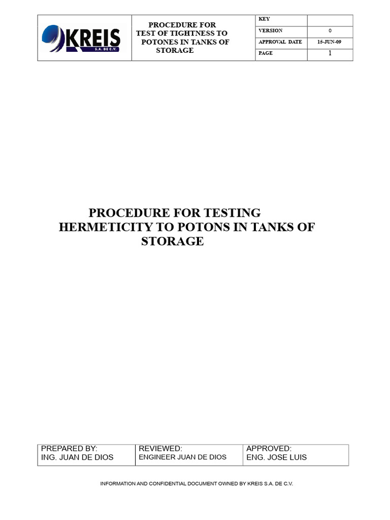 Tightness Testing Procedure for Tanks | PDF | Leak | Pressure
