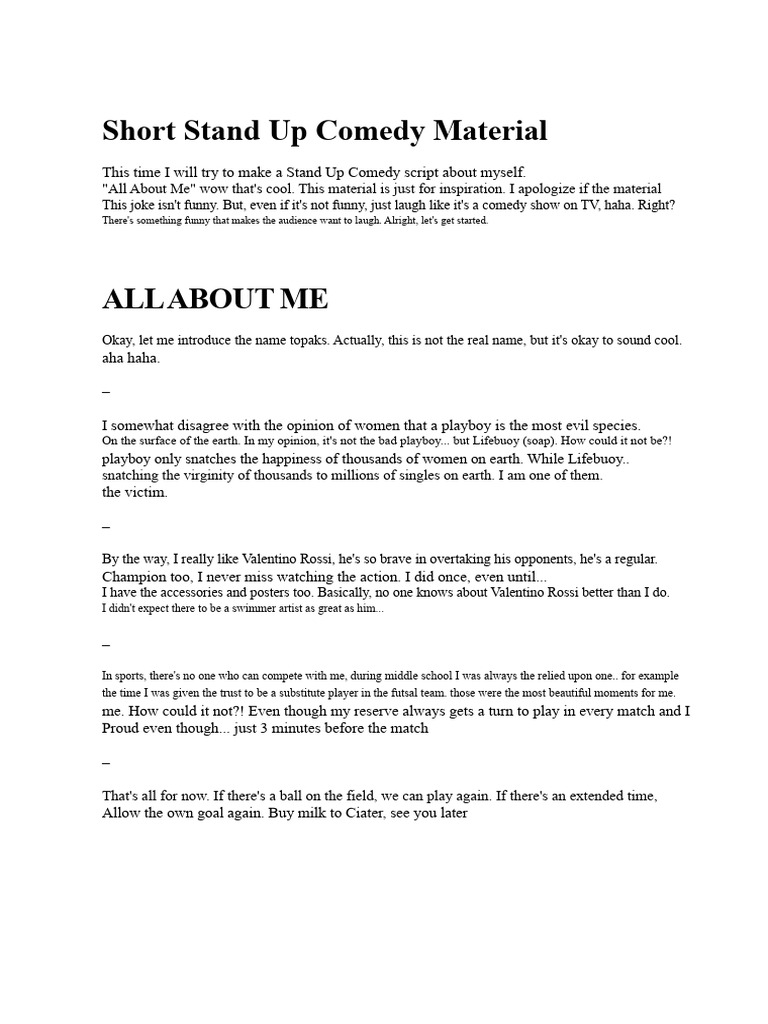 Stand Up Comedy Material PDF