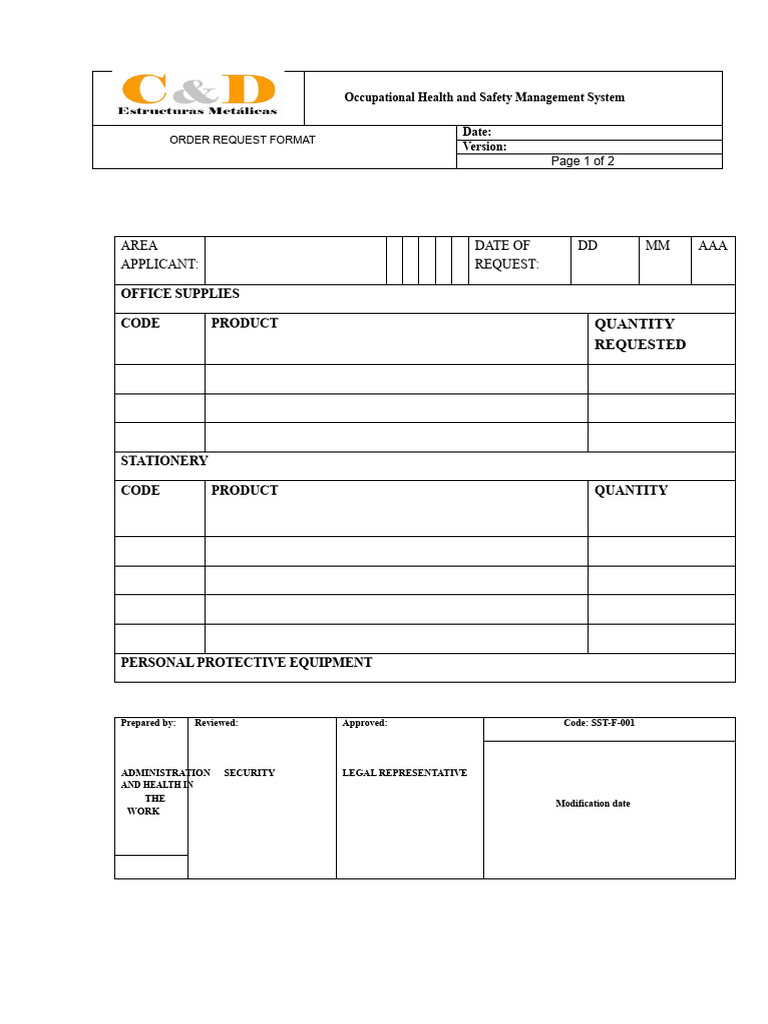 Order Request Format | PDF