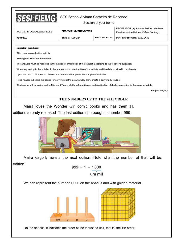 02.03.2021 - The Numbers Up To The 4th Order | PDF