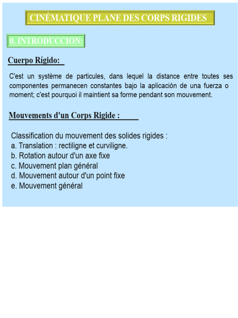 Cinématique Plane des Corps Rigides | PDF | Mouvement de rotation ...