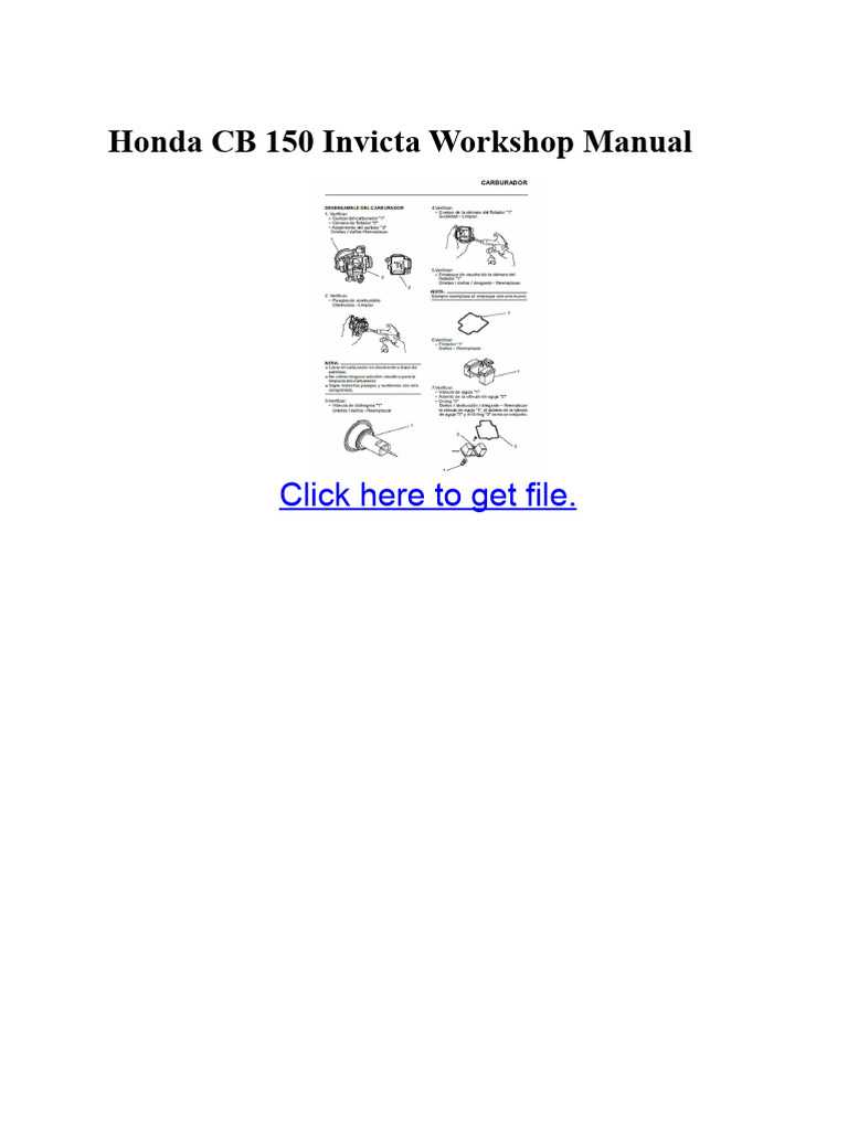 Honda CB 150 Invicta Workshop Manual | PDF | Manual Transmission