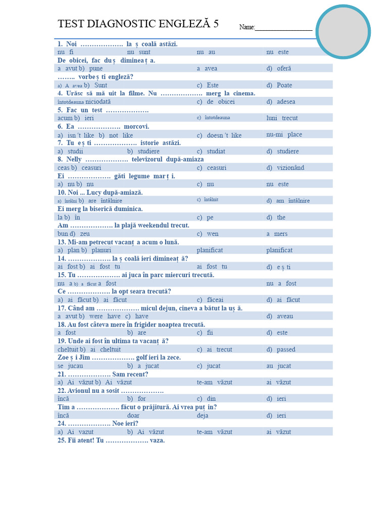 Test de Diagnostic Nivel A2 - 73010 | PDF
